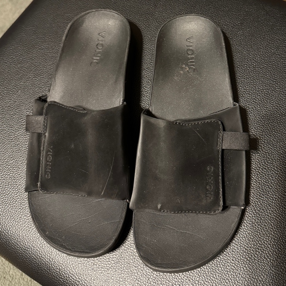 Vionic Black Slide Sandals